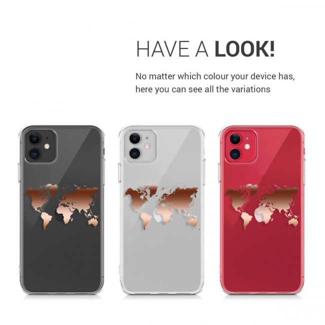 KW iPhone 11 Θήκη Σιλικόνης TPU Design Travel Outline - Διάφανη / Rose Gold - 49785.01