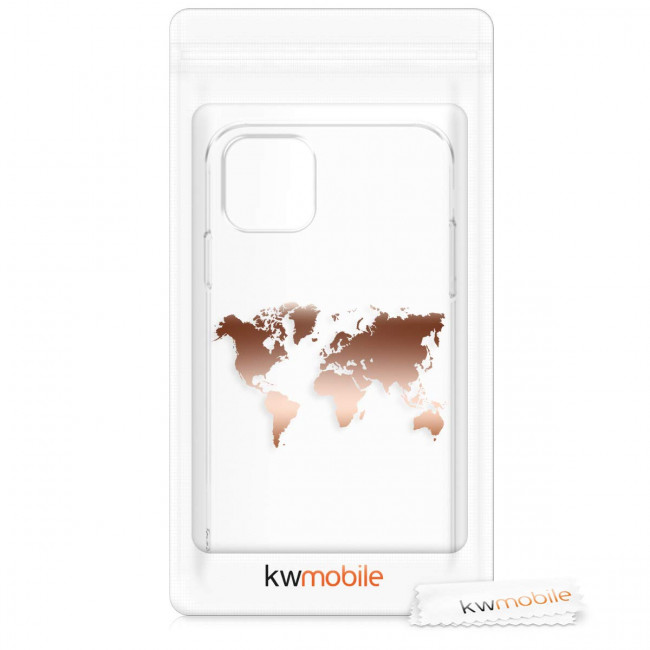 KW iPhone 11 Θήκη Σιλικόνης TPU Design Travel Outline - Διάφανη / Rose Gold - 49785.01