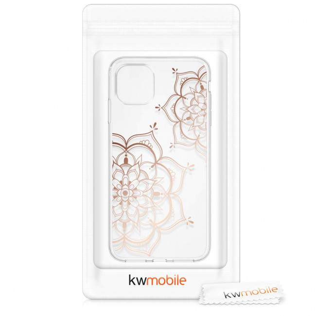 KW iPhone 11 Θήκη Σιλικόνης TPU Design Flower Twins - Διάφανη / Rose Gold - 49785.19