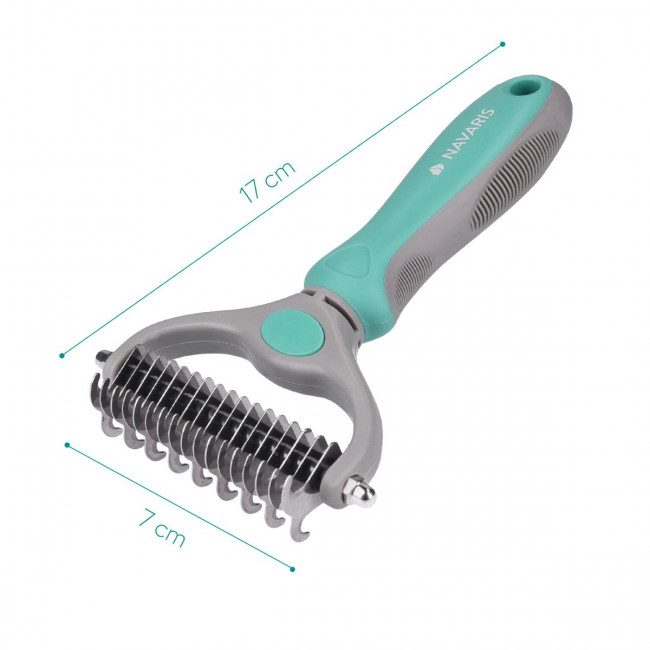 Navaris Pet Fur Dematting Comb Χτένα για Κατοικίδια - Grey / Teal - 44332