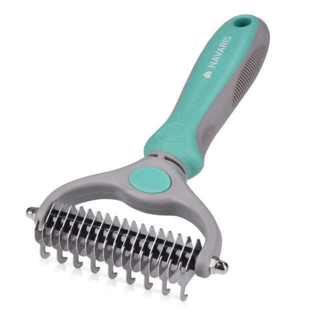 Navaris Pet Fur Dematting Comb Χτένα για Κατοικίδια - Grey / Teal - 44332