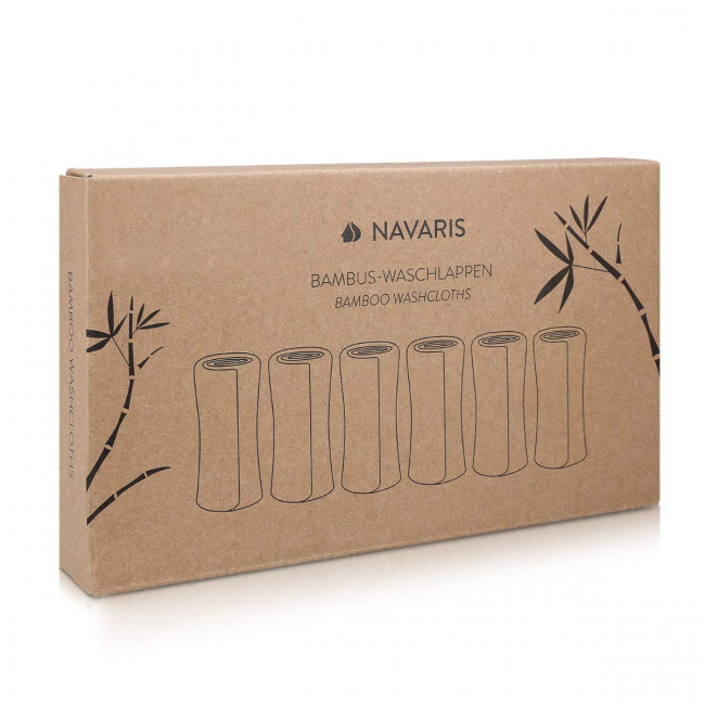 Navaris Bamboo Wash Cloths Pack of 6 Σετ με 6 Πετσέτες από Bamboo - 25 x 25 cm - White - 48734.02.06