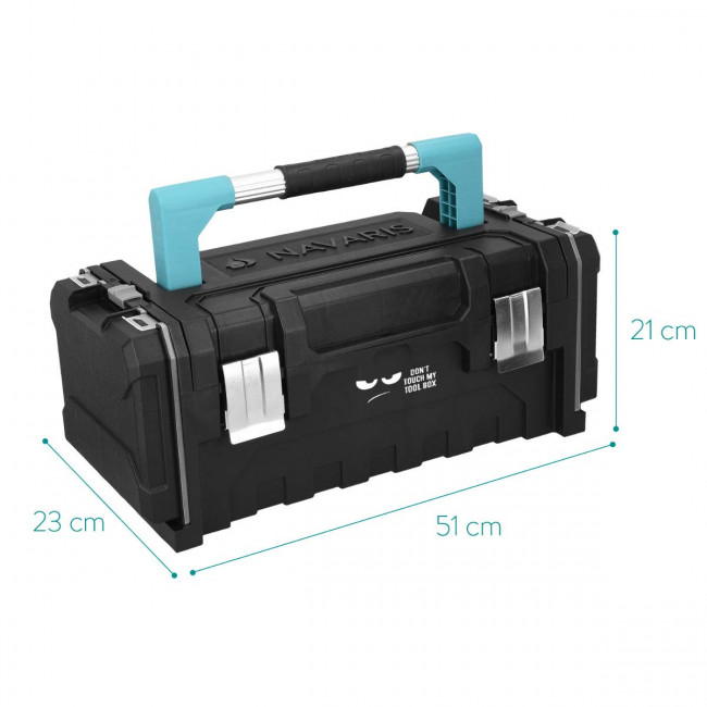 Navaris Tool Box Εργαλειοθήκη Design Don't Touch my Tool Box - Black / Light Blue - 46193.02