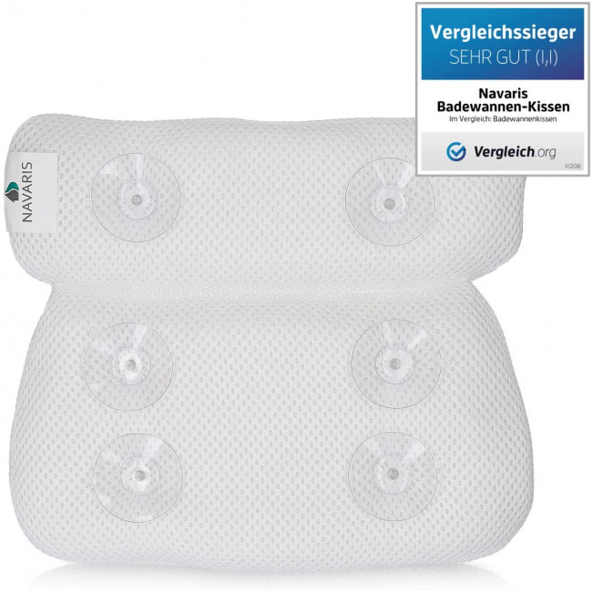 Navaris Bath Pillow for Head Neck Shoulders Αντιολισθητικό Μαξιλάρι Μπάνιου - White - 47493.02