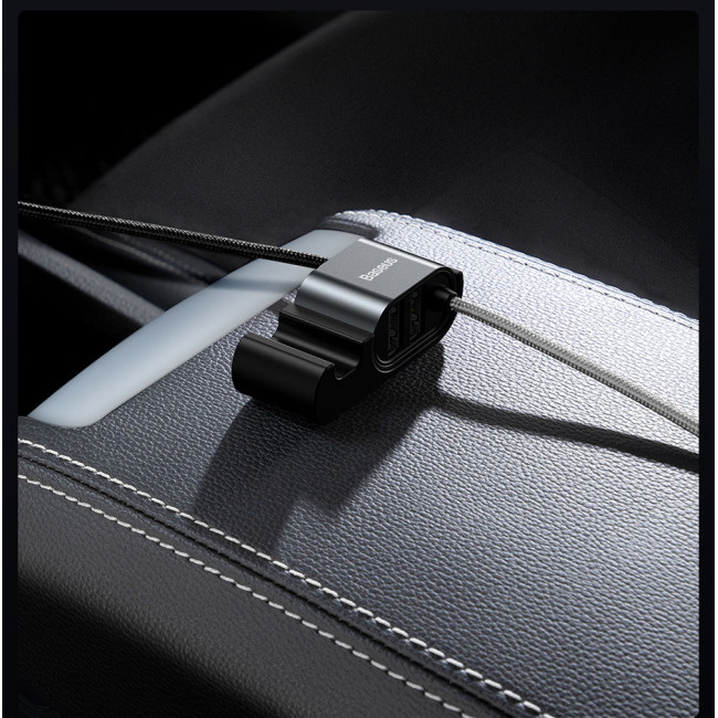 Baseus Special Data Cable for Backseat με 2xUSB Hub με Ενσωματωμένο Καλώδιο Lightning - Black - CALHZ-01