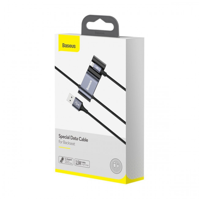 Baseus Special Data Cable for Backseat με 2xUSB Hub με Ενσωματωμένο Καλώδιο Lightning - Black - CALHZ-01