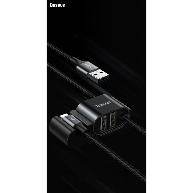 Baseus Special Data Cable for Backseat με 2xUSB Hub με Ενσωματωμένο Καλώδιο Lightning - Black - CALHZ-01