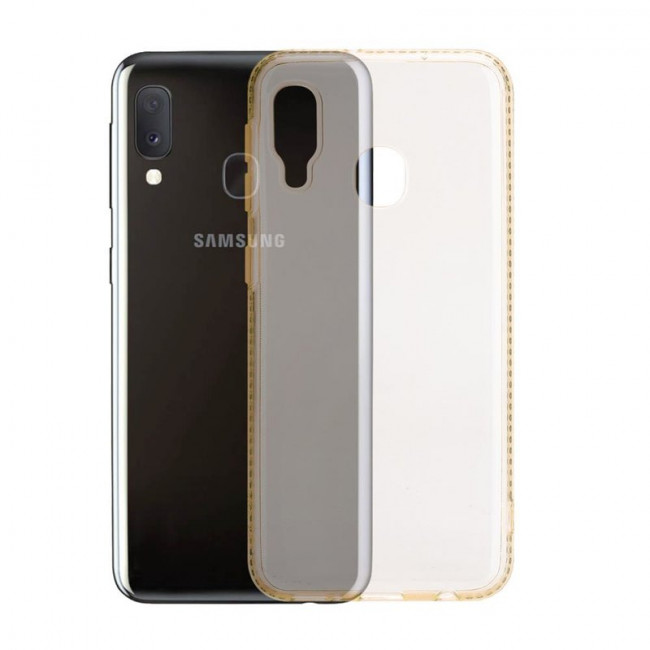 Cadorabo Samsung Galaxy A20e Θήκη Σιλικόνης - Strass - Διάφανη - Gold