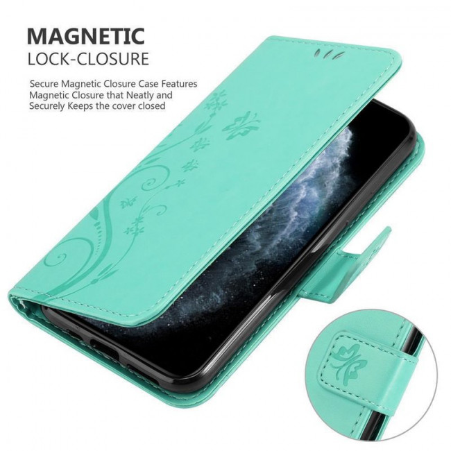 Cadorabo iPhone 11 Pro Θήκη Πορτοφόλι Stand από Δερματίνη - Floral - Turquoise