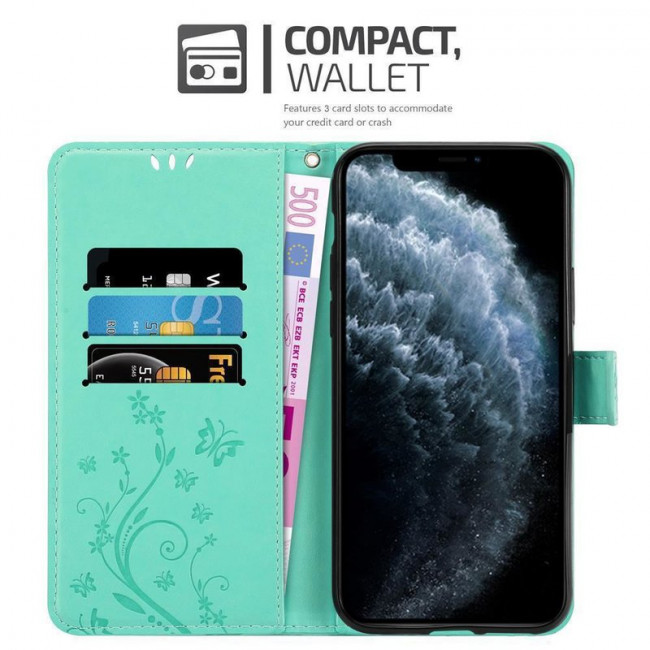 Cadorabo iPhone 11 Pro Θήκη Πορτοφόλι Stand από Δερματίνη - Floral - Turquoise