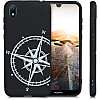 KW Huawei Y5 2019 Θήκη Σιλικόνης TPU Design Navigational Compass - Black / White - 51080.02