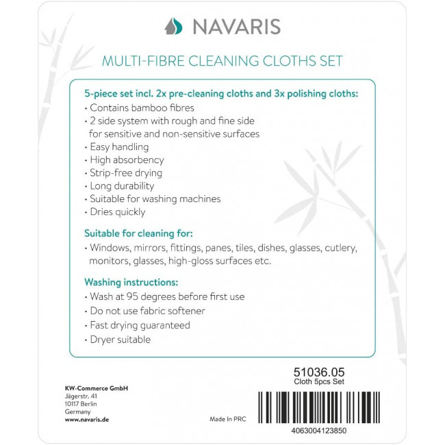 Navaris Σετ με 5 Πετσέτες Καθαρισμού και Γυαλίσματος - Green - 51036.05