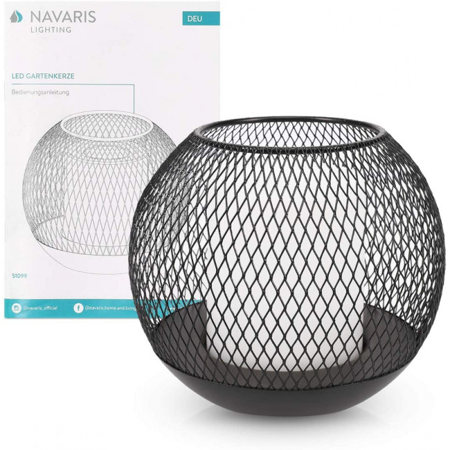 Navaris Solar Garden Candles Σετ με 2 Ηλιακά LED Κεριά Εξωτερικού Χώρου - White / Black - 51099.01.02