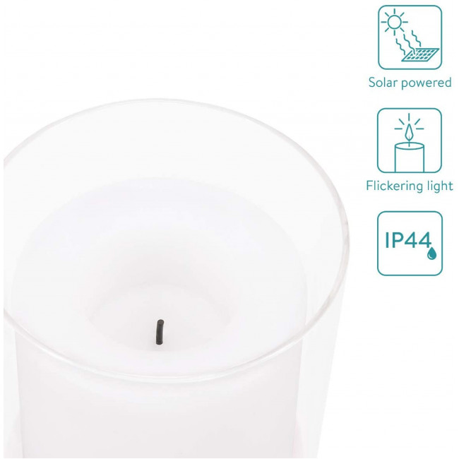 Navaris Solar Garden Candles Σετ με 2 Ηλιακά LED Κεριά Εξωτερικού Χώρου - White - 51100.01.02