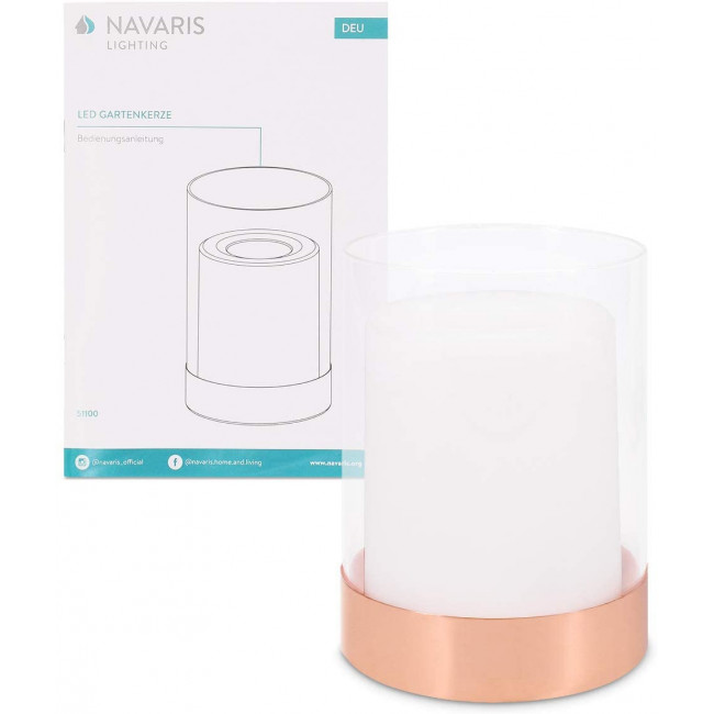 Navaris Solar Garden Candles Σετ με 2 Ηλιακά LED Κεριά Εξωτερικού Χώρου - White - 51100.01.02