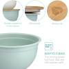 Navaris Metal Mixing Bowls with Wooden Lids Σετ με 2 Μεταλλικά Δοχεία Φαγητού με Καπάκι από Μπαμπού - Grey / Mint Green - 49209.02.22