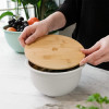 Navaris Metal Mixing Bowls with Wooden Lids Σετ με 2 Μεταλλικά Δοχεία Φαγητού με Καπάκι από Μπαμπού - Grey / Mint Green - 49209.02.22