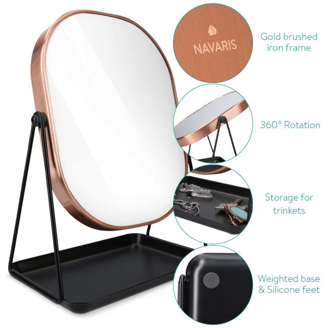 Navaris Free Standing Makeup Mirror - Καθρέπτης Μακιγιάζ - Copper - 49361.27