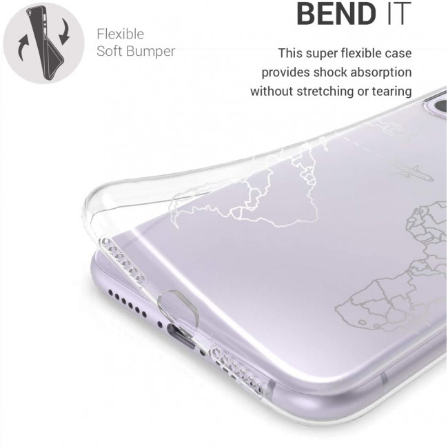 KW iPhone 11 Θήκη Σιλικόνης TPU Design Travel and Explore - Silver / Διάφανη - 49785.28