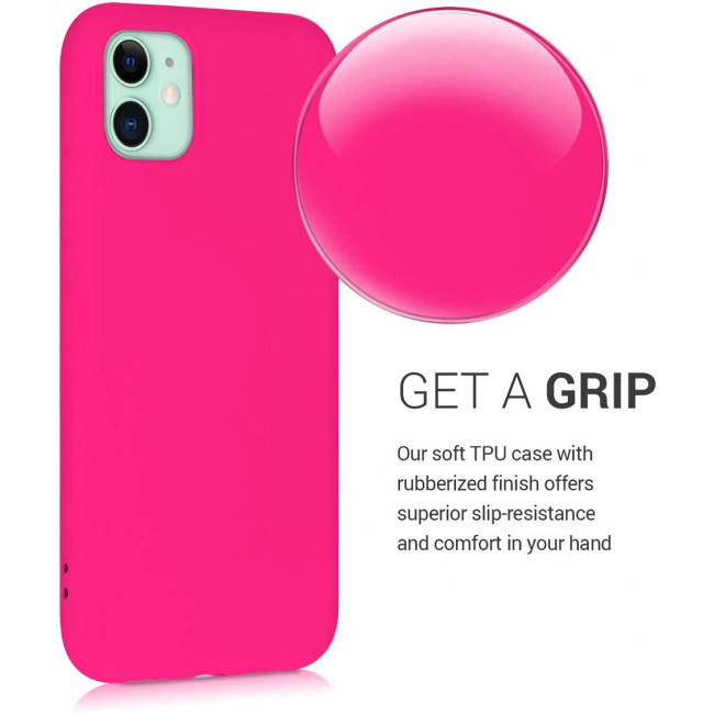 KW iPhone 11 Θήκη Σιλικόνης Rubberized TPU - Neon Pink - 50791.77