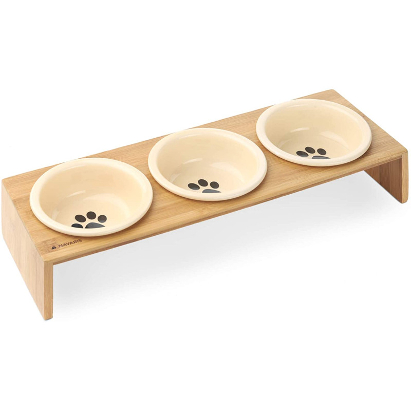 Navaris Raised Pet Bowls Stand - Ανυψωμένα Μπολ Φαγητού με Ξύλινη Βάση για Κατοικίδια - 360 ml - Wood - 46946.2