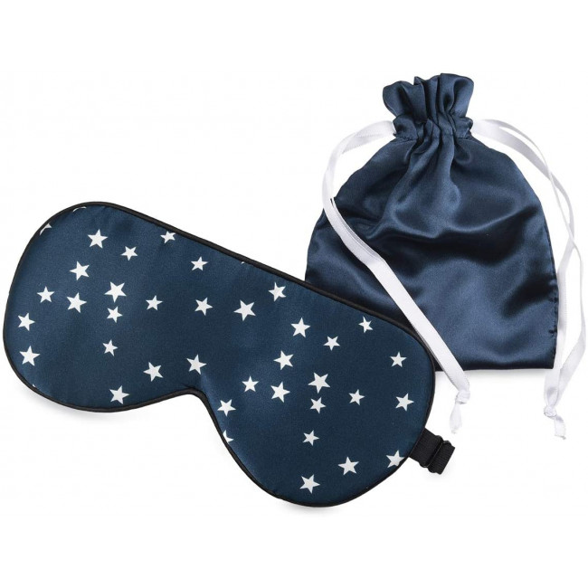 Navaris Silk Eye Mask Blindfold - Μάσκα Ύπνου / Ταξιδιού - Dark Blue / White - 48509.01