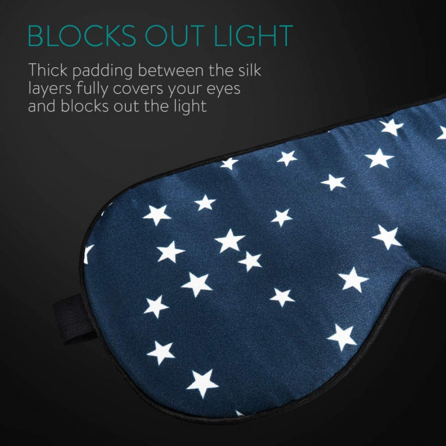 Navaris Silk Eye Mask Blindfold - Μάσκα Ύπνου / Ταξιδιού - Dark Blue / White - 48509.01