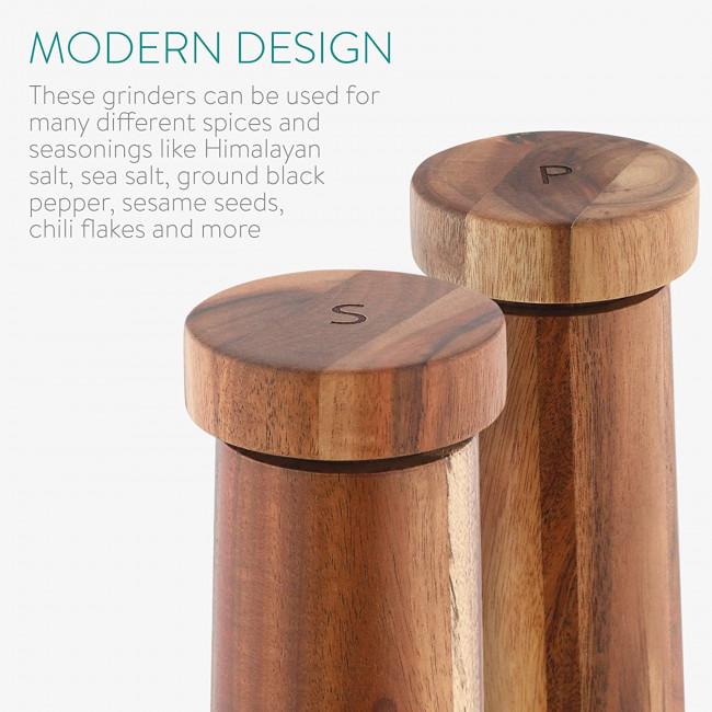 Navaris Salt and Pepper Mill Set Σετ Μύλων Αλάτι και Πιπέρι - Acacia Wood - 49616.03