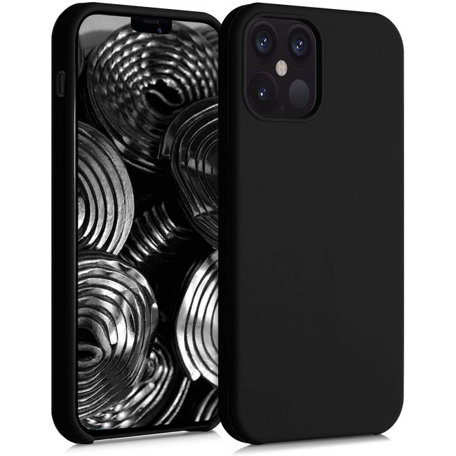 KW iPhone 12 / iPhone 12 Pro Θήκη Σιλικόνης Rubber TPU - Black - 52641.01