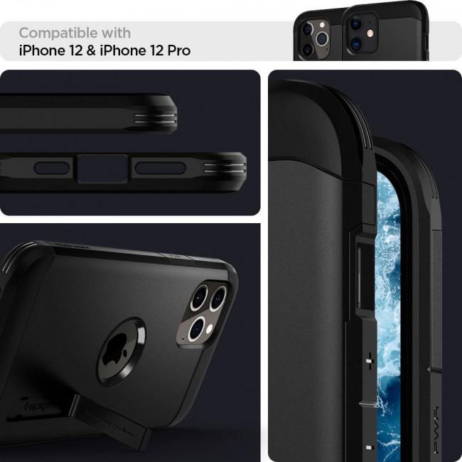 Spigen iPhone 12 / iPhone 12 Pro Tough Armor Σκληρή Θήκη - Black