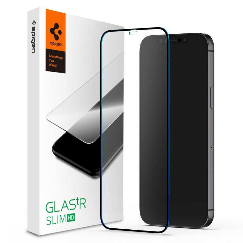 Spigen iPhone 12 / iPhone 12 Pro GLAS.tR HD Full Screen Tempered Glass Αντιχαρακτικό Γυαλί Οθόνης 9H - Black - AGL01512