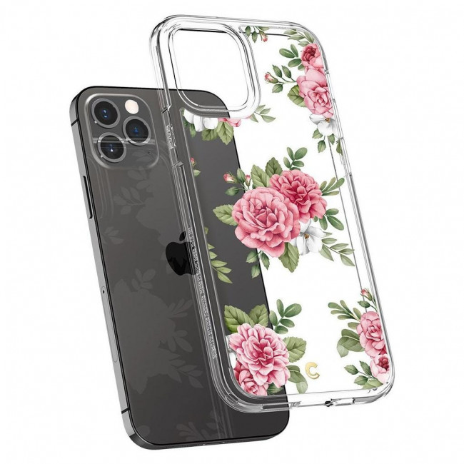 CYRILL iPhone 12 / iPhone 12 Pro Cecile Σκληρή Θήκη με Πλαίσιο Σιλικόνης - Pink Floral