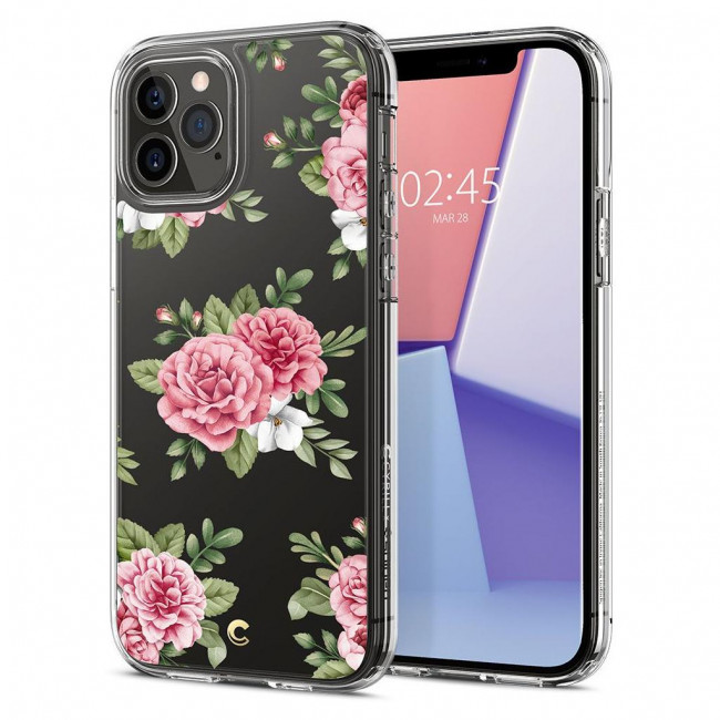 CYRILL iPhone 12 / iPhone 12 Pro Cecile Σκληρή Θήκη με Πλαίσιο Σιλικόνης - Pink Floral