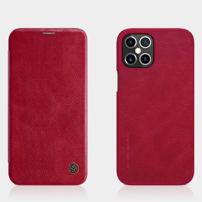 Nillkin iPhone 12 Pro Max Qin Leather Flip Book Case Θήκη Βιβλίο - Red