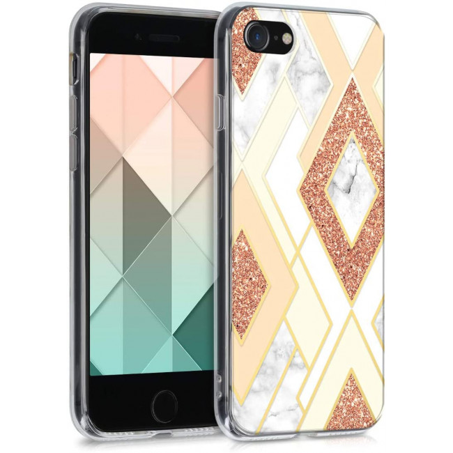 KW iPhone SE 2022 / SE 2020 / 7 / 8 Θήκη Σιλικόνης TPU Design Diamond Mix - Gold / Copper / Beige - 51618.04