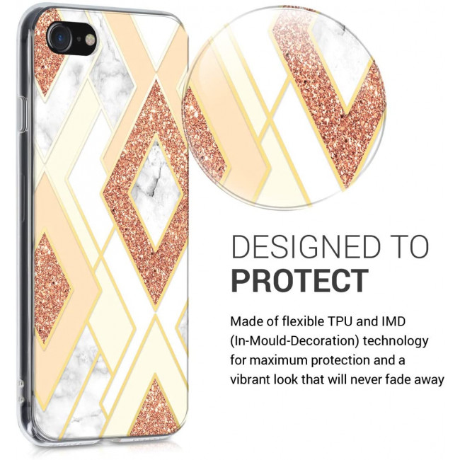 KW iPhone SE 2022 / SE 2020 / 7 / 8 Θήκη Σιλικόνης TPU Design Diamond Mix - Gold / Copper / Beige - 51618.04