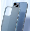 Baseus iPhone 12 / iPhone 12 Pro Frosted Glass Θήκη με Πλαίσιο Σιλικόνης και Όψη Γυαλιού Tempered Glass - Navy Blue - WIAPIPH61P-WS03