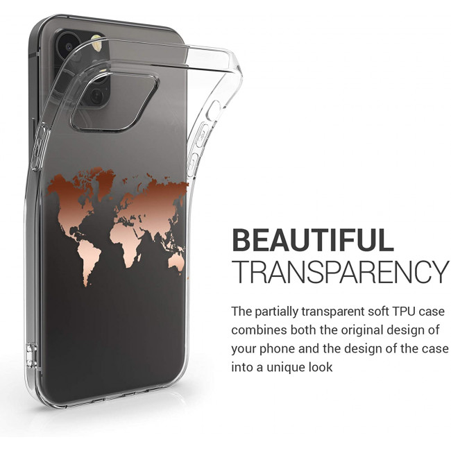 KW iPhone 12 Pro Max Θήκη Σιλικόνης TPU Design Travel Outline - Διάφανη / Rose Gold - 53037.01