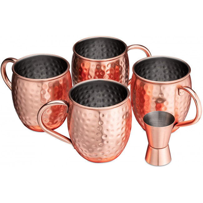 Navaris Moscow Mule Σετ με 4 Κούπες για Cocktail από Ανοξείδωτο Ατσάλι και Επίστρωση Χαλκού - 500ml - Copper - 46859.01.05