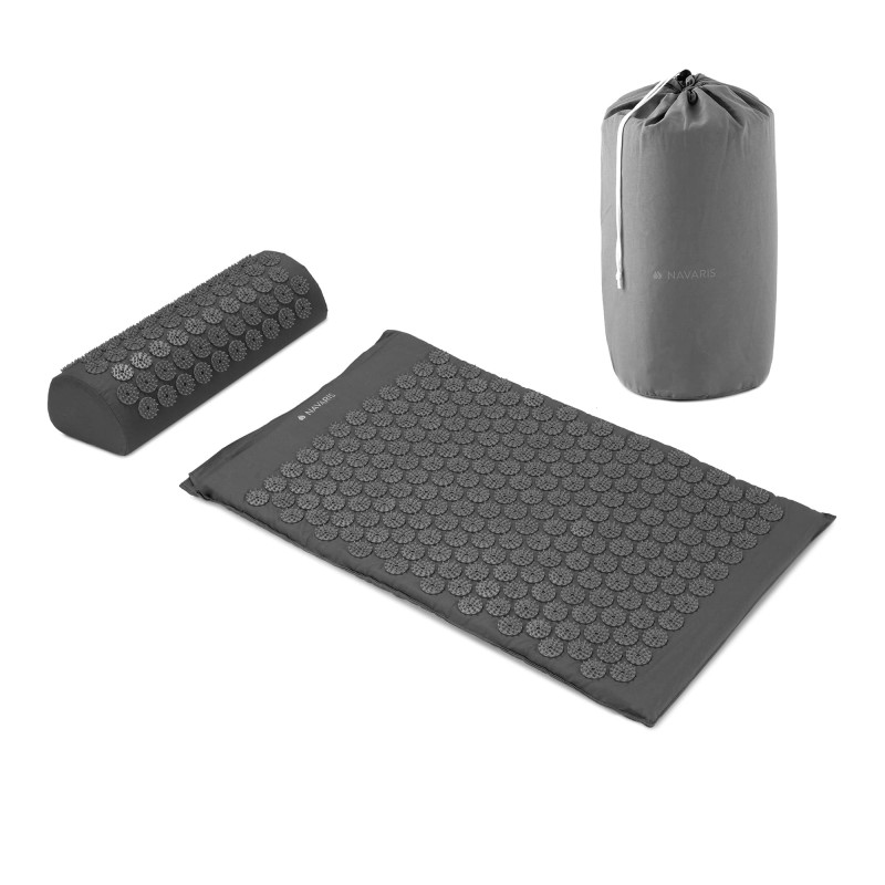 Navaris 2-in-1 Acupressure Mat and Pillow Set Σετ 2 σε 1 Χαλάκι και Μαξιλάρι Μασάζ - Grey - 43899.19