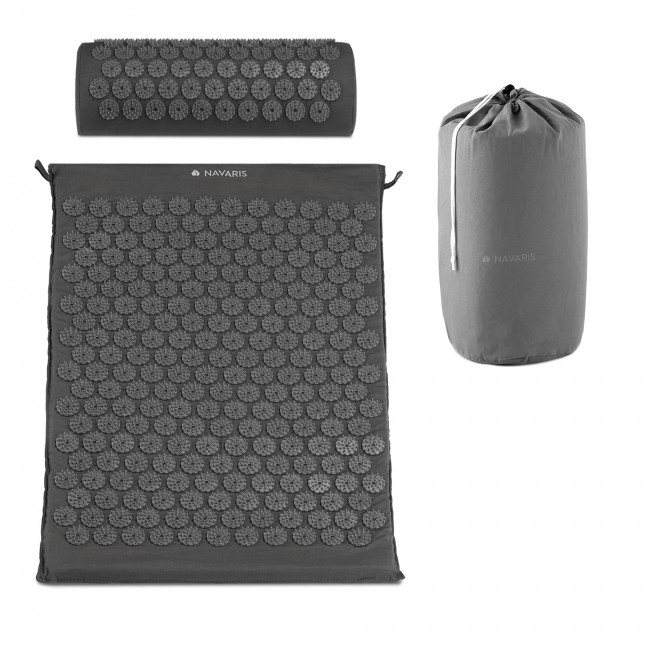 Navaris 2-in-1 Acupressure Mat and Pillow Set Σετ 2 σε 1 Χαλάκι και Μαξιλάρι Μασάζ - Grey - 43899.19