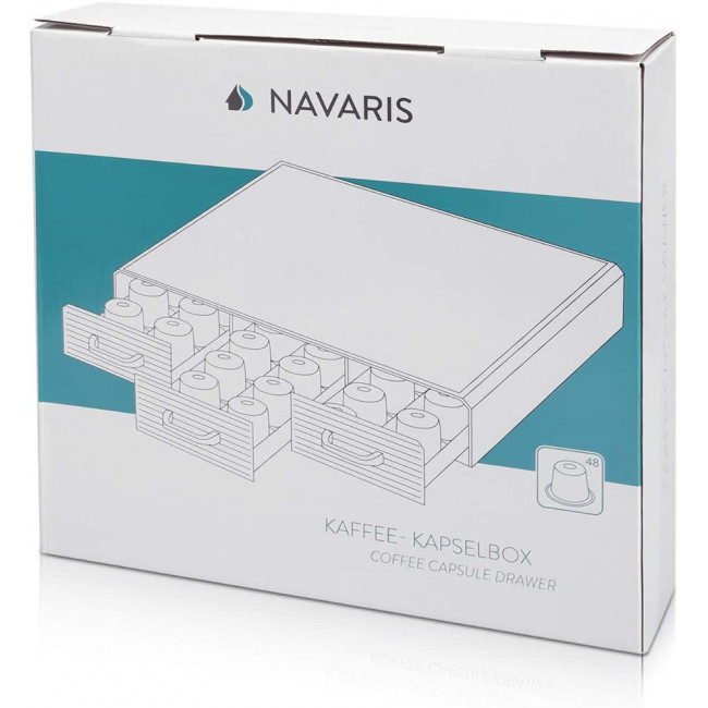 Navaris Capsule Holder - Κουτί Αποθήκευσης με 3 Συρτάρια για Κάψουλες Nespresso / Βάση για Καφετιέρα - Black - 47364.02