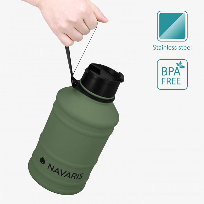 Navaris Μπουκάλι Νερού από Ανοξείδωτο Ατσάλι - BPA Free - 2.2 L - Dark Green - 51084.80