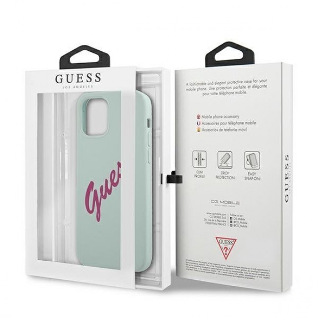 Guess iPhone 12 / iPhone 12 Pro Silicone Vintage Script Θήκη Σιλικόνης - Blue / Fuschia - GUHCP12MLSVSBF