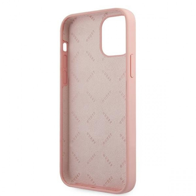 Guess iPhone 12 Pro Max Silicone Vintage Script Θήκη Σιλικόνης - Pink - GUHCP12LLSVSPI