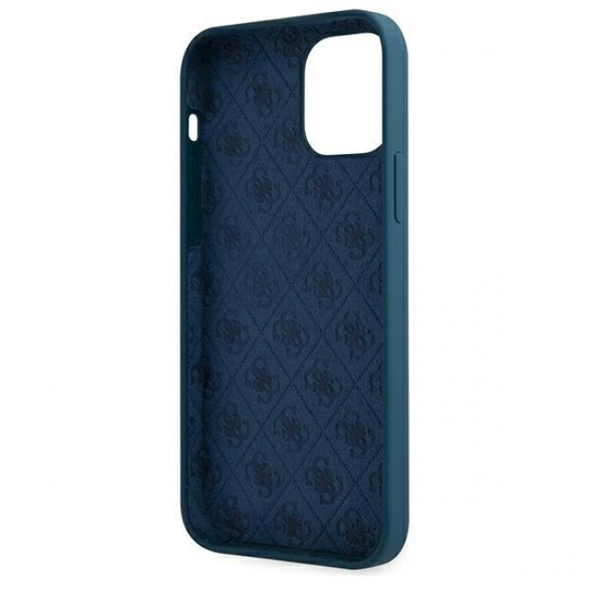 Guess iPhone 12 Pro Max Silicone Metal Logo Script Θήκη Σιλικόνης - Blue - GUHCP12LLSLMGBL