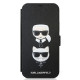 Karl Lagerfeld iPhone 12 Pro Max - Saffiano Karl and Choupette Θήκη Βιβλίο από Συνθετικό Δέρμα - Black - KLFLBKP12LSAKICKCBK