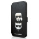 Karl Lagerfeld iPhone 12 Pro Max - Saffiano Karl and Choupette Θήκη Βιβλίο από Συνθετικό Δέρμα - Black - KLFLBKP12LSAKICKCBK