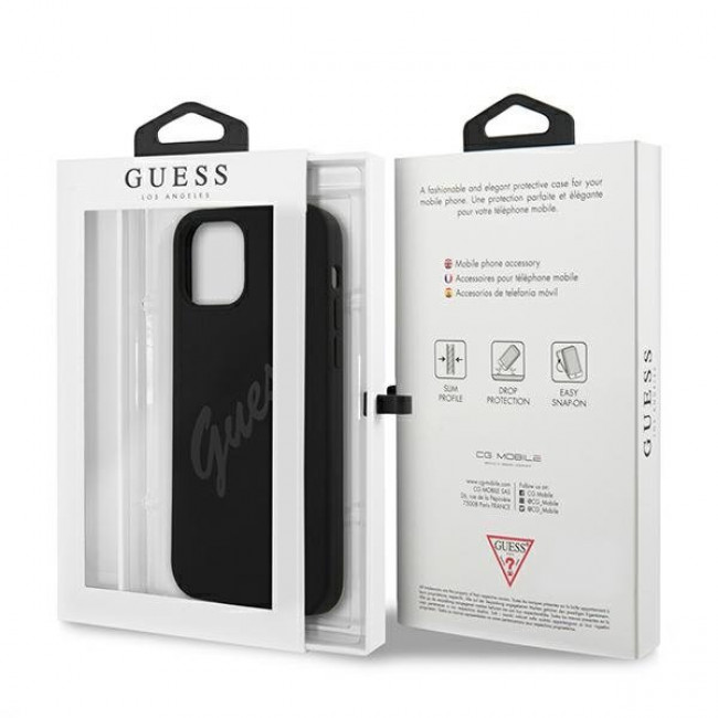 Guess iPhone 12 Pro Max Silicone Vintage Script Θήκη Σιλικόνης - Black - GUHCP12LLSVSBK