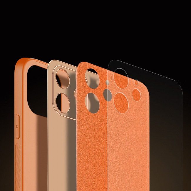 Dux Ducis iPhone 12 Yolo Elegant Series Θήκη με Επένδυση Συνθετικού Δέρματος - Orange